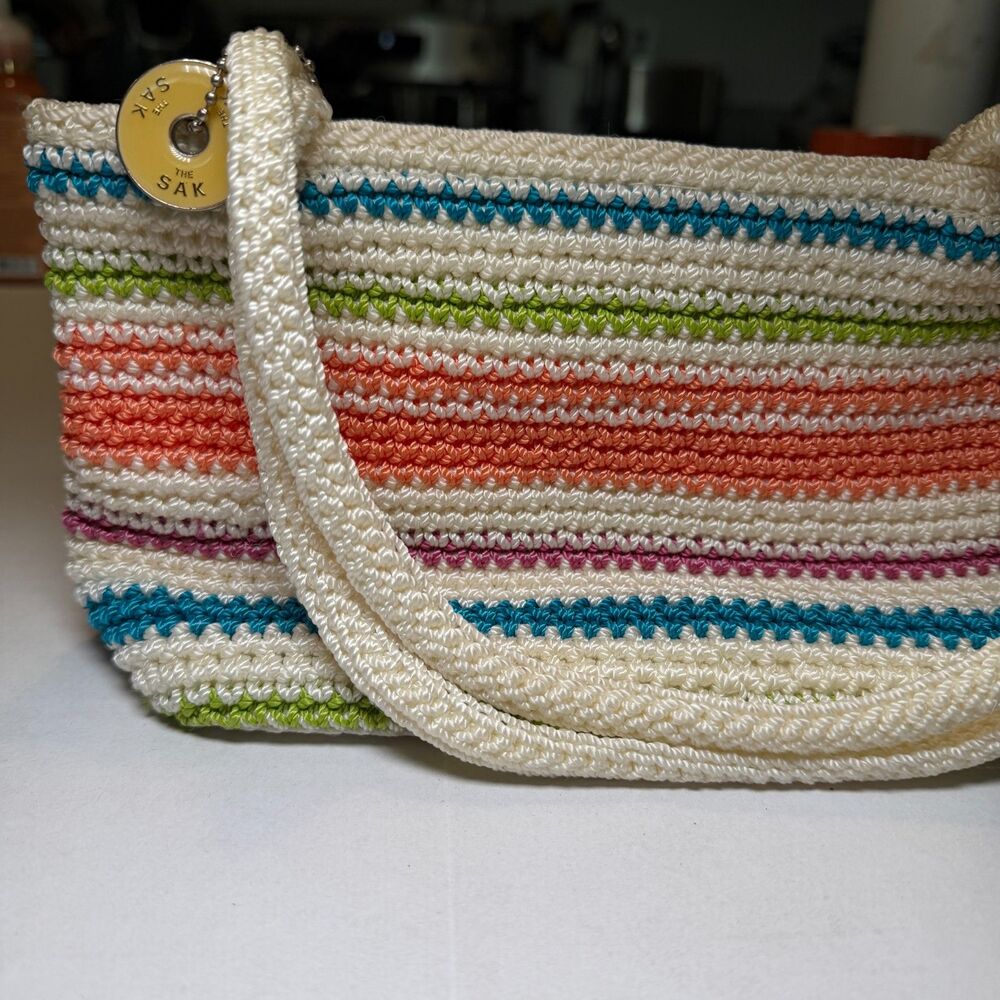 The Sak Rainbow-Striped Crochet Small Shoulder Bag-
